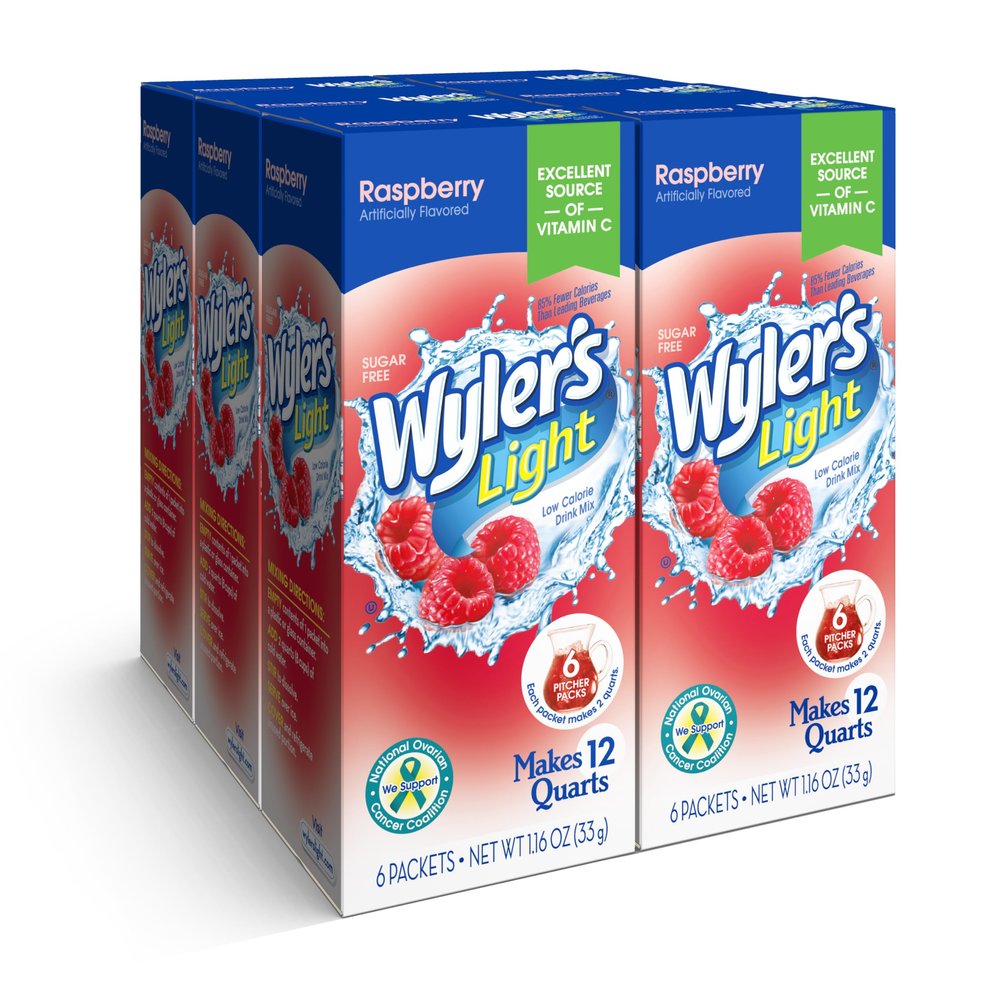 Wyler's Light Pitcher Packs, Water Drink Mix, 6 Boxes (36 Pitcher Packets) (Raspberry)