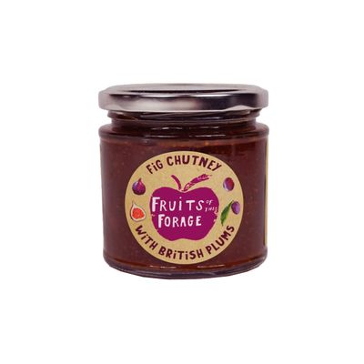 Fruits of the Forage Fig Chutney, Made with Cider Infused Figs, English Plums and Cooking Apples. Vegan Friendly, Sustainably Sourced & 100% Recyclable Packaging, Glass jar (1 x 205g)