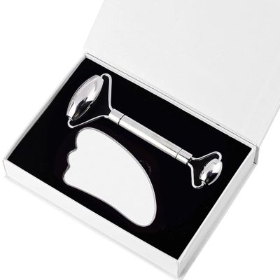 Roller GuaSha Scraping Skin Care Stainless Steel Tools Relaxing Soft Tissue Reduce Head Neck Back,Set B with Box