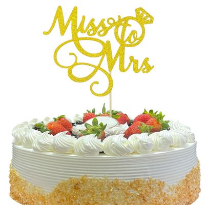OIXCMNJQ Gold Glitter Miss To Mrs Cake Topper for Bridal Shower, Mr and Mrs Wedding/Engagement/Marriage Party Decoration Supplies
