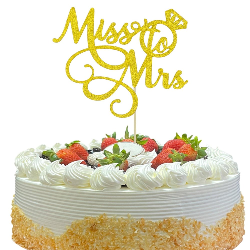 OIXCMNJQ Gold Glitter Miss To Mrs Cake Topper for Bridal Shower, Mr and Mrs Wedding/Engagement/Marriage Party Decoration Supplies
