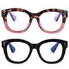 EYEGUARD 2 Pack Oversized Reading Glasses for Women, Retro Blue Light Blocking Readers with Spring Hinges, black/red +0.00 diopter view 1