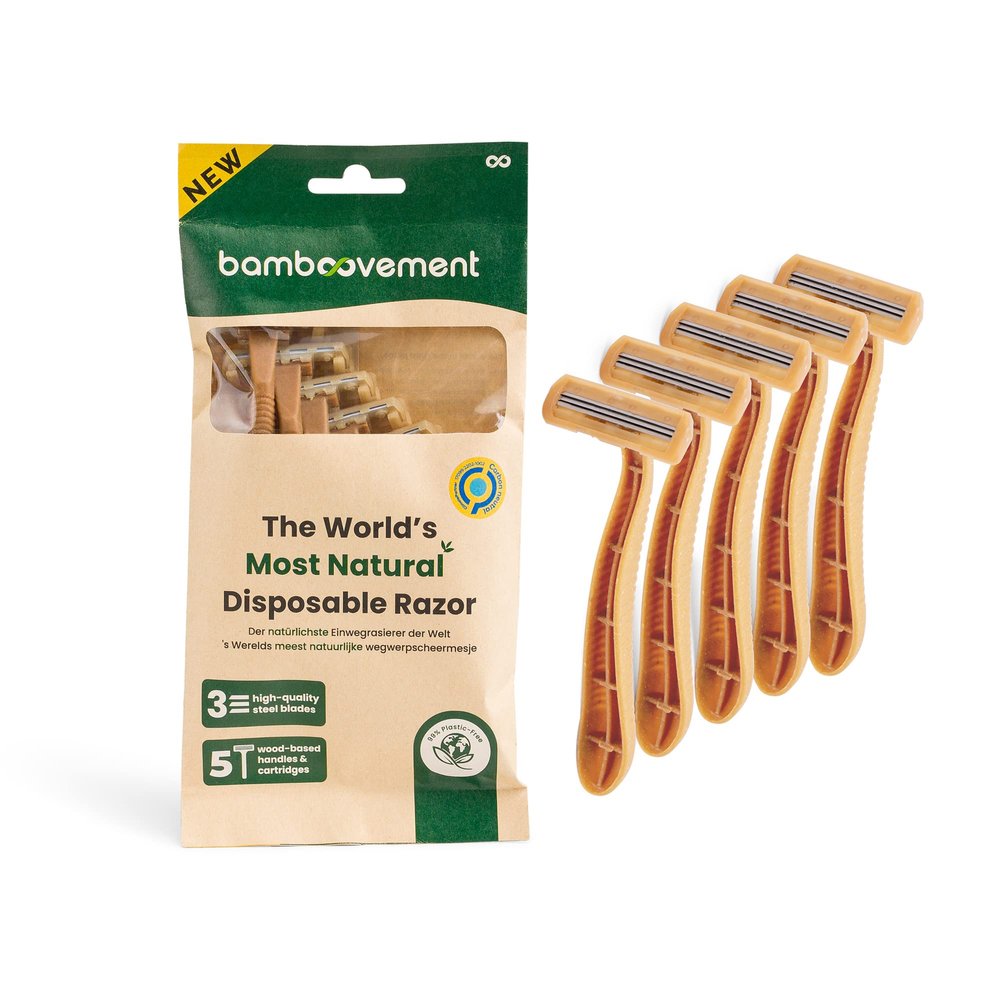 Bamboovement "The most natural razor in the world for men and women", sustainable disposable razor, 99% less plastic, 3 premium blades