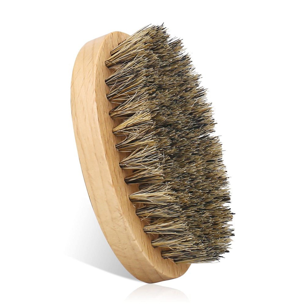 Beard Brush with Storage Bag, 100% Boar Bristle Brush for Daily Beard Care, Beard Brush for Men Travel