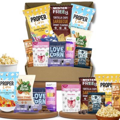 Vegan & Gluten Free Movie Snacks Hamper - Premium Movie Night Snack Box - Christmas Movie Night Snack Box - Ultimate Healthy Treat Pack 10 Snacks