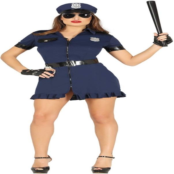 Women Adult Sexy Police Officer Costume Naughty Cop Fancy Dress (Womens: Medium)