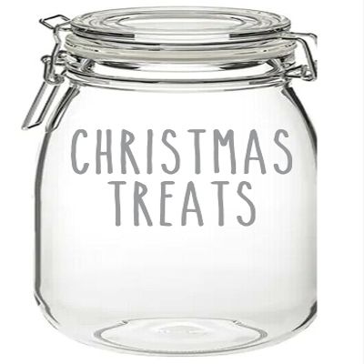 'Christmas Treats' - Vinyl Sticker Decal Label Transfer for Jar, Container. Party, Sweets, Chocolates, Gift Bag, Box (Small - 3cm Tall Capital Letter Height, Sky Blue)