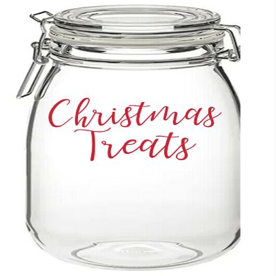 Christmas Treats - Vinyl Sticker Decal Label Transfer for Jar, Container. Party, Sweets, Chocolates, Gift Bag, Box (Small - 3cm Tall Capital Letter Height, Rose Pink)