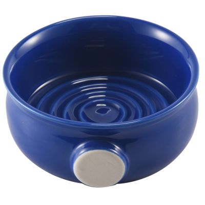 Abledance Ceramic Men's Shaving Mug Bowl Cup Thread Bottom Wide Mouth for Shave Brush and Shaving Soap Royal Blue