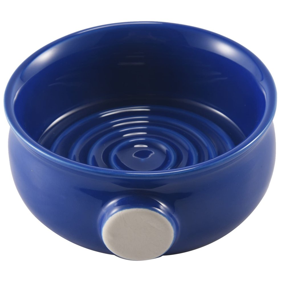 Abledance Ceramic Men's Shaving Mug Bowl Cup Thread Bottom Wide Mouth for Shave Brush and Shaving Soap Royal Blue