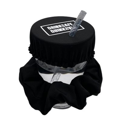 DrinkSafe I The Anti-Drug Scrunchie Protects Glass Reusable Whenever You Want, Anti-Spill for Parties and Festivals Safely I Black