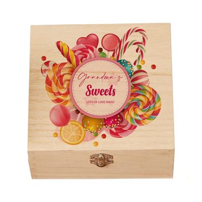 ukgiftstoreonline Personalised Grandma Candy and Sweets Wooden Box Gift