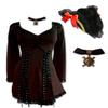 Dare to Wear Corsair Pirate Costume: Fancy Velour Hat, Jolly Roger Choker & Victorian Gothic Women's Dare Corset Top, Electra Top, Walnut, S view 2