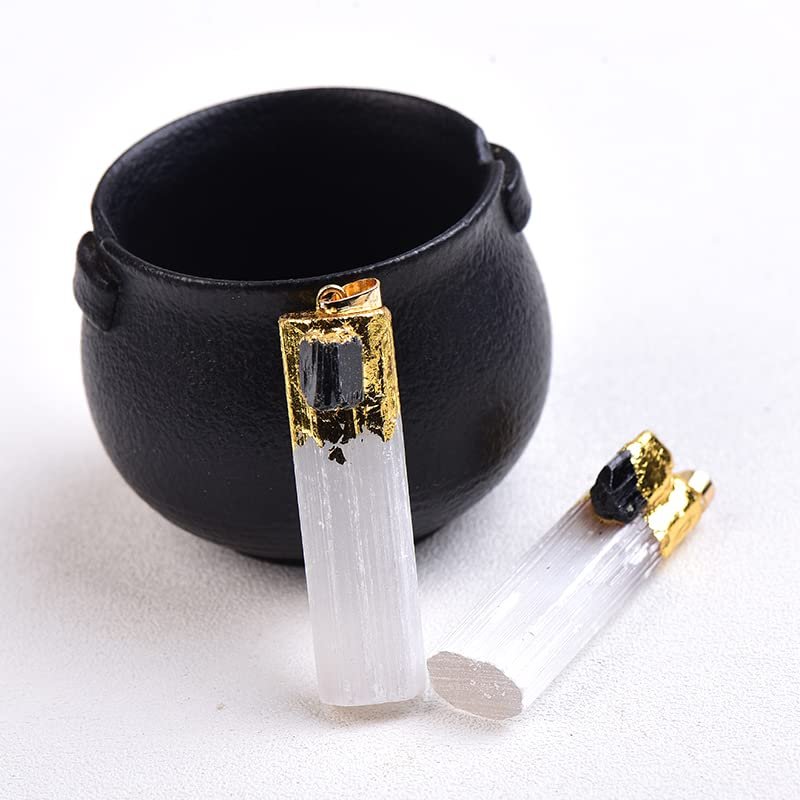 100% Natural Selenite Plaster Pendant Rock Mineral Specimen Jewelry Stone Add Charm DIY Gifts Souvenir 1PC,Tourmaline,1pcs