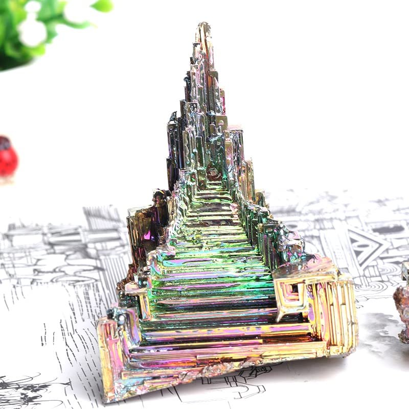Natural Bismuth Tower Metal Mineral Pyramid Stones Gemstone Stone Meditation Collection Or Home Decor Raw Crystals,Bismuth Tower,150-200g
