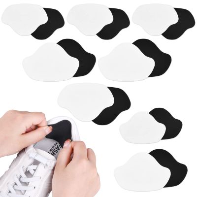 flintronic 8 Pairs Microfiber Heel Repair Patch Repair Patch Self Adhesive Heel Patch, Shoe Hole Prevention Patch for Most Types of Shoes and Seats, Large Size + Small Size (Black + White)