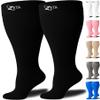Zeta Wear Plus Size Support Socks - Wide Calf Compression, Great for Travel & Flights, Men & Women Love Its Amazing Fit, Cotton-Rich Comfort & Soothing Relief, 1 Pair, Medium, Black view 1