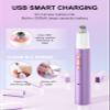 AHHFEI Women's 5 in 1 Facial Hair Trimmer, Rechargeable Nose & Ear Hair Trimmer, Painless Eyebrow Trimmer, Easy Cleansing, Purple view 3