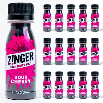 ZINGER Sour Cherry Shot (15x70ml) | Perfect Post Workout Juice Drink | Simple Ingredients, Vegan and Gluten Free | No Added Sugar