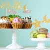 48 Pcs Glitter Little Star Cupcake Toppers Moon Cloud Cupcake Picks Twinkle Twinkle Little Star Baby Shower Decorations for Kids Birthday Wedding Party Cake Supply (Gold, Silver) view 2