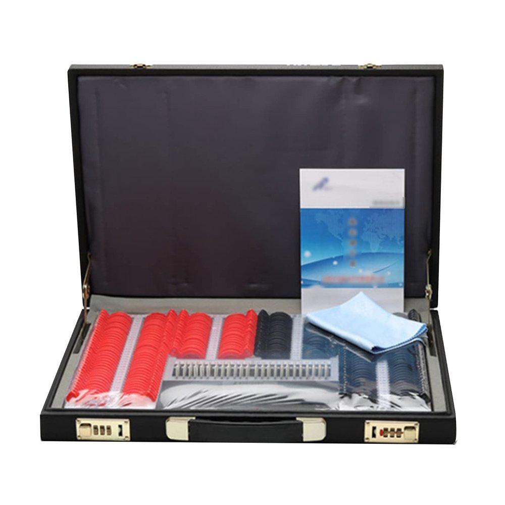 232 Pcs Optical Trial Lens Set Kit Plastic Rim Leather Case Trial Lenses Equipment 26Mm Clear Aperture Precise Degree (Color:black,Size:232pcs)