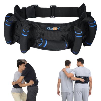 KkaFFe Gate Belt for Elderly with 7 Handles,Gait Belts Transfer Belt for Seniors, Adjustable Lift Belts for Elderly (27-45 inches) Quick Release Gait BeltPatient Transfer Belt for DisabledBlue