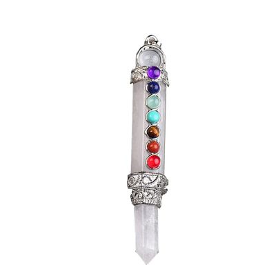 1PC Natural Stone Pencil Point Pendulum for Dowsing Quartz Crystal Pendant Pendulo Gift,Rock Crystal Quartz