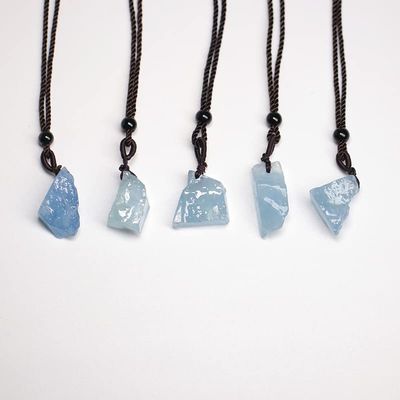 100% Natural Aquamarine Pendant Natural Quartz Crystal Quartz Crystal Jewelry DIY Gift for Men's and Women's Wear Jewelry,Quamarine,2pc