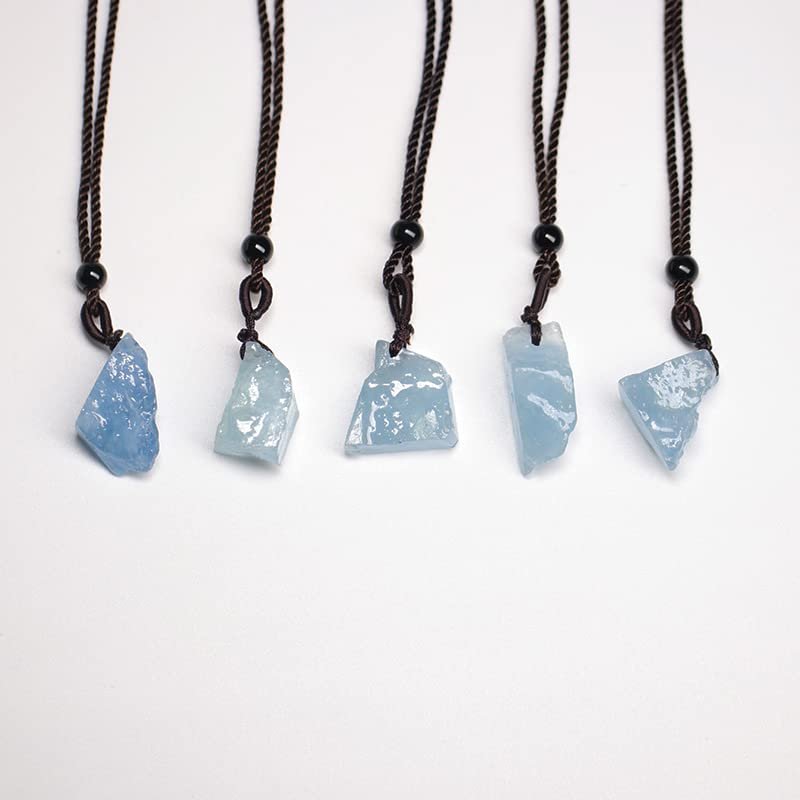 100% Natural Aquamarine Pendant Natural Quartz Crystal Quartz Crystal Jewelry DIY Gift for Men's and Women's Wear Jewelry,Quamarine,2pc