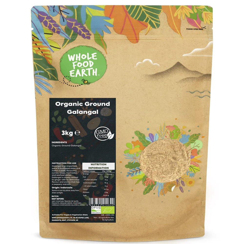 Whole Food Earth - Organic Ground Galangal 3 kg | GMO Free | Certified Organic