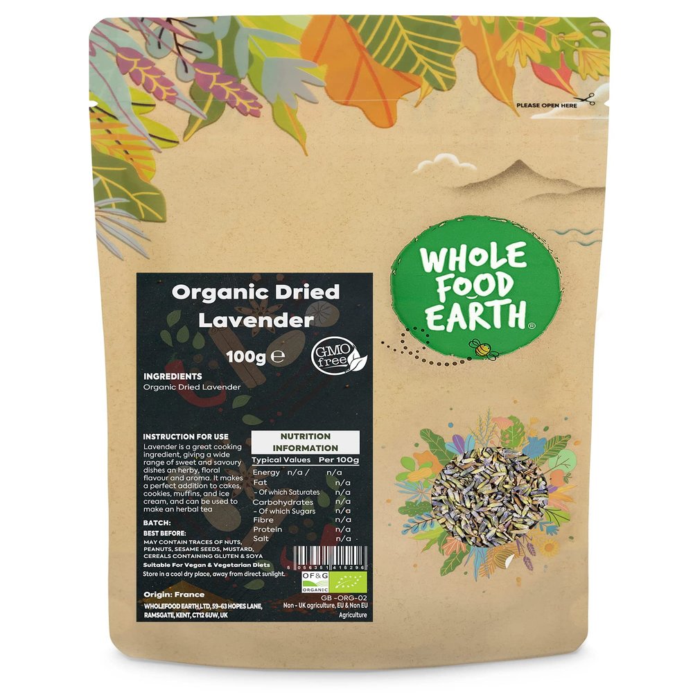 Wholefood Earth Organic Dried Lavender 100 g | GMO Free | Certified Organic