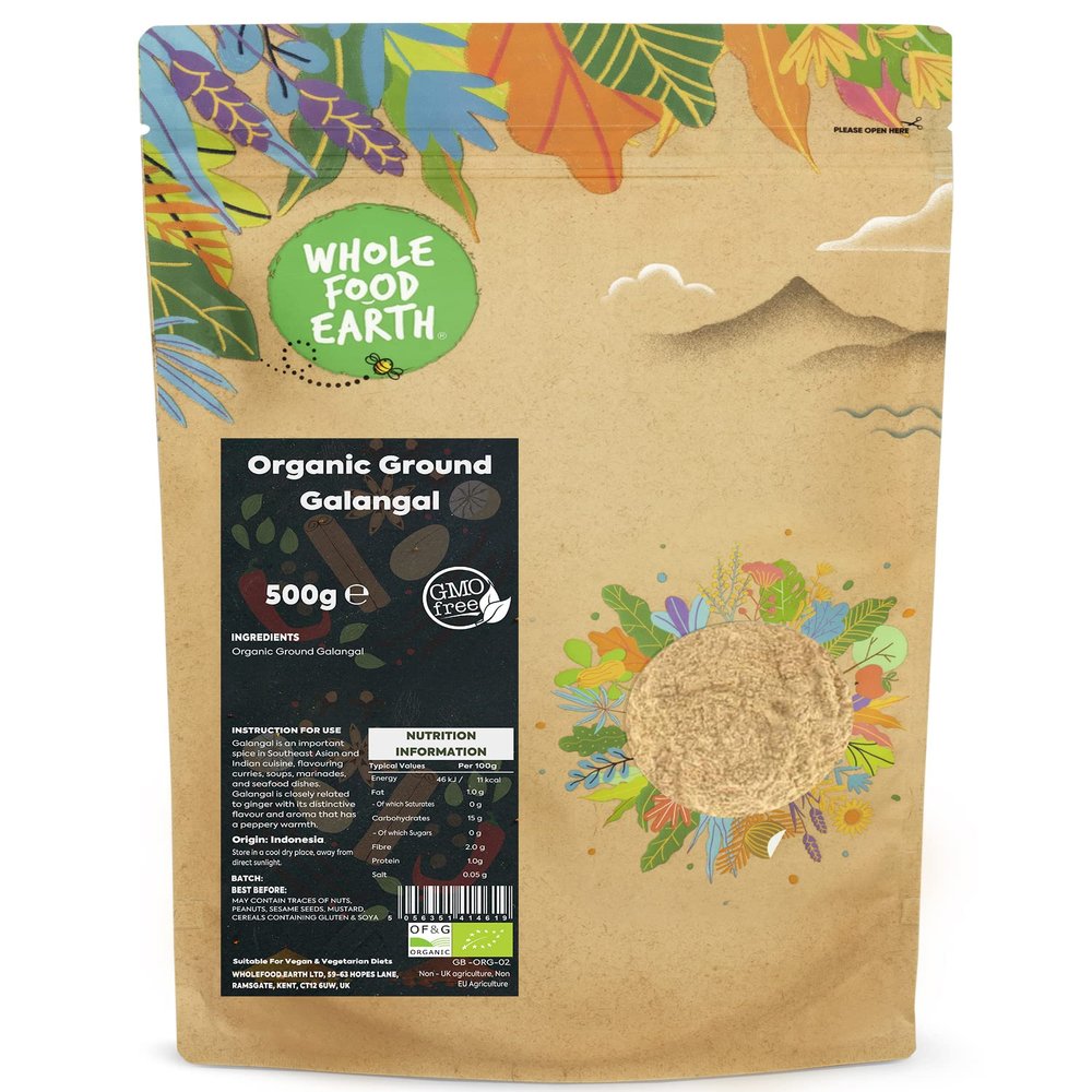 Wholefood Earth Organic Ground Galangal 500 g | GMO Free | Certified Organic