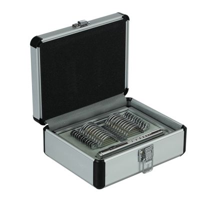 22PCS Progressive Lens Set Trial Lens Case Aluminium Case Metal Trial Lens Box Ophthalmic Instruments Optical Tool Set Presbyopia try-on experience box(Color:sliver,Size:22pcs)