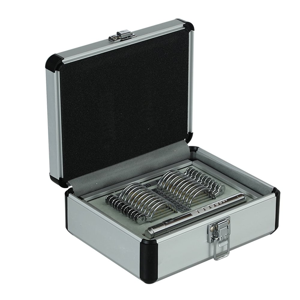22PCS Progressive Lens Set Trial Lens Case Aluminium Case Metal Trial Lens Box Ophthalmic Instruments Optical Tool Set Presbyopia try-on experience box(Color:sliver,Size:22pcs)