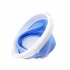 SAMMART 5.5L Collapsible Plastic Bucket - Foldable Round Tub - Portable Fishing Water Pail - Space Saving Outdoor Waterpot (White/Baby Blue) view 3