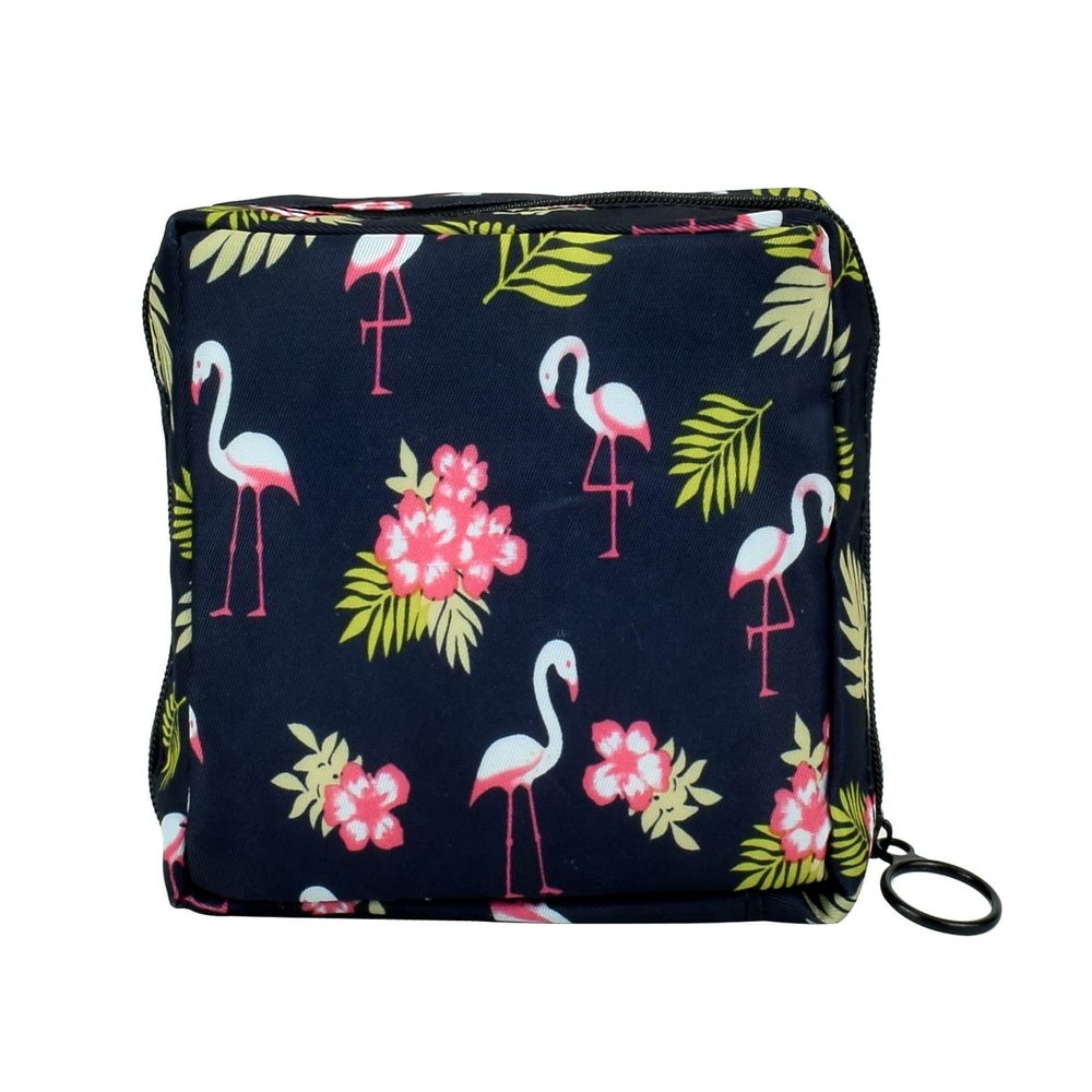 1 Pack Sanitary Napkin Storage Bag, Menstrual Cup Pouch, Portable Pads Feminine Menstruation First Period Bags for Teen Girls, Women, Ladies (Flamingo)