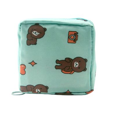 1 Pack Sanitary Napkin Storage Bag, Menstrual Cup Pouch, Portable Pads Feminine Menstruation First Period Bags for Teen Girls, Women, Ladies (Bear)