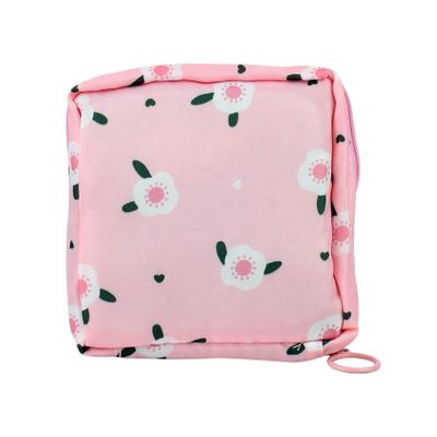 1 Pack Sanitary Napkin Storage Bag, Menstrual Cup Pouch, Portable Pads Feminine Menstruation First Period Bags for Teen Girls, Women, Ladies (Flower)