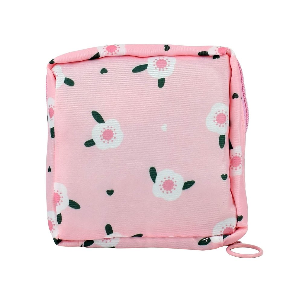 1 Pack Sanitary Napkin Storage Bag, Menstrual Cup Pouch, Portable Pads Feminine Menstruation First Period Bags for Teen Girls, Women, Ladies (Flower)