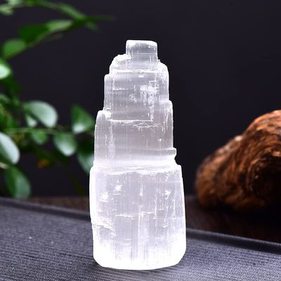 1PC Natural Selenite Lamp White Gemstones Hand Carved Lamp Around Crystal Ore Ornaments Craft Home Decor Collect,Selenite Lamp,160-200g