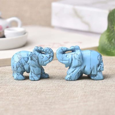 1PC Natural Stones Elephant Hand Carved Polished Animal Rare Gemstone Mineral Stone Home Decor Crafts Gift,turquoioses,1pc