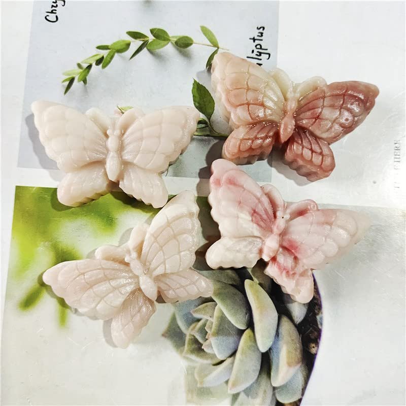 1pcs Hand Carved Crystal Stone Butterfly Pink Opal Lepidolite Labradorite Amazonite Butterflys Home Decoration,Pink Opal,2inch