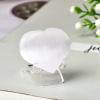 100% Natural White Selenite Cat Eye Gypsum Hand Carved Gypsum Heart Crystal Stone for Home Decor Carved Hearts for Gift view 3