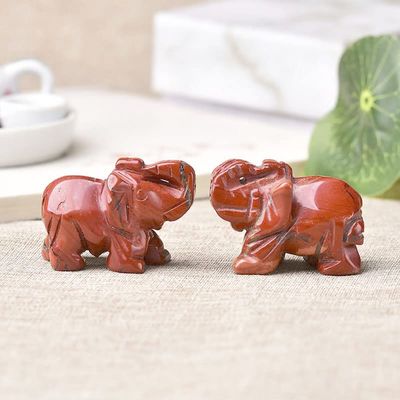 1PC Natural Stones Elephant Hand Carved Polished Animal Rare Gemstone Mineral Stone Home Decor Crafts Gift,Redstone,1pc