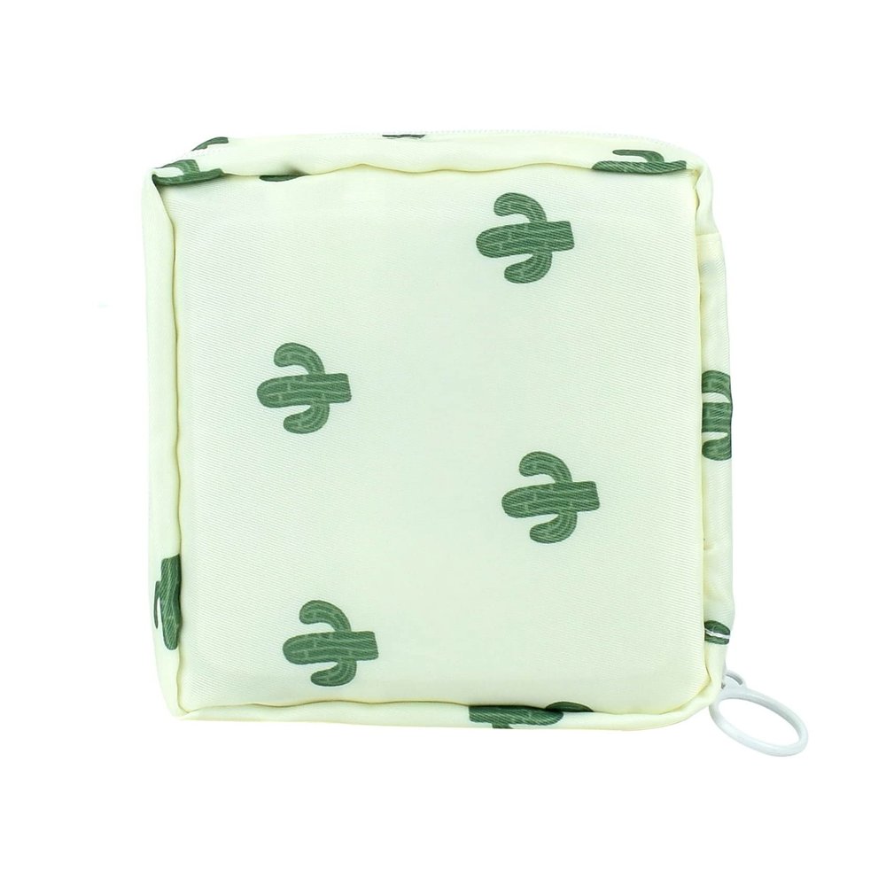 1 Pack Sanitary Napkin Storage Bag, Menstrual Cup Pouch, Portable Pads Feminine Menstruation First Period Bags for Teen Girls, Women, Ladies (Cactus)