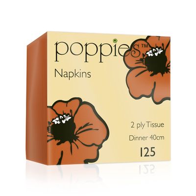 Poppies Orange Napkins 40cm 2ply - Pack of 125 | Disposable Napkins, Party Napkins, Paper Napkins, Dinner Napkins