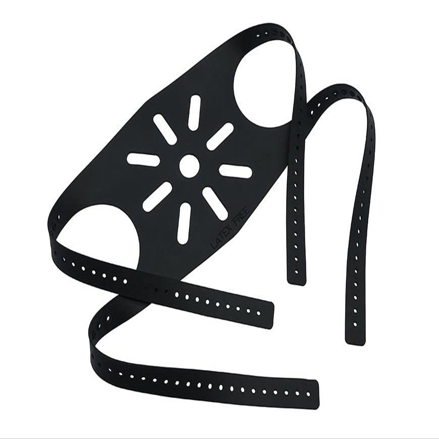 Anaesthesia Mask Head Harness 4 Tail Silicone Rubber (Black)