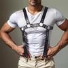 MEACOBRY Men's Faux Leather Body Chest Harness Adjustable Punk Belt Shoulder Straps with Buckle for Party Cosplay Costume, Black21 view 4