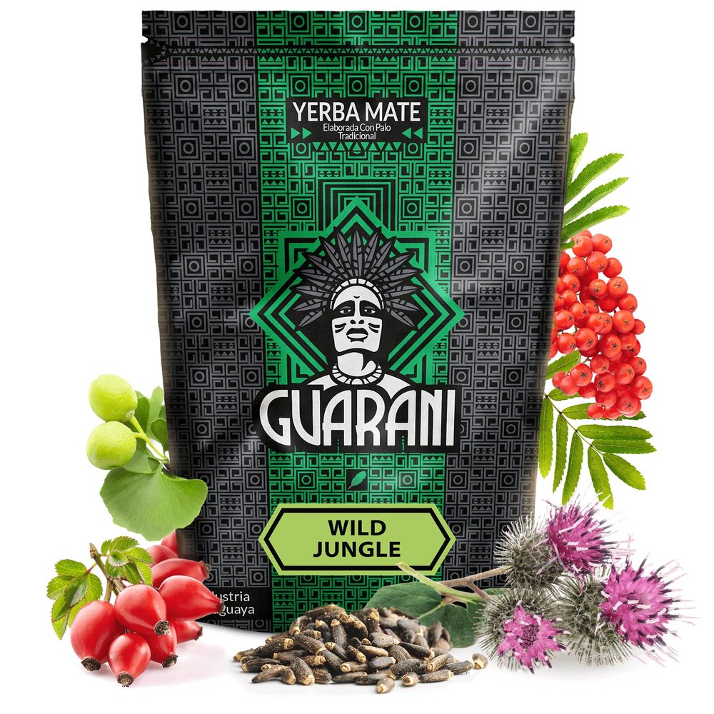 Guarani Wild Jungle 0,5kg | A rich composition of yerba mate, herbs and fruits 500g | Yerba mate with ginkgo biloba | Power of natural caffeine | Yerba mate tea from Paraguay