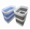 SAMMART 12L Collapsible Tub - Portable Outdoor Picnic Tray - Portable Washing Basin - Space Saving Plastic Washtub (Grey + Baby Blue (Set of 2)) view 1